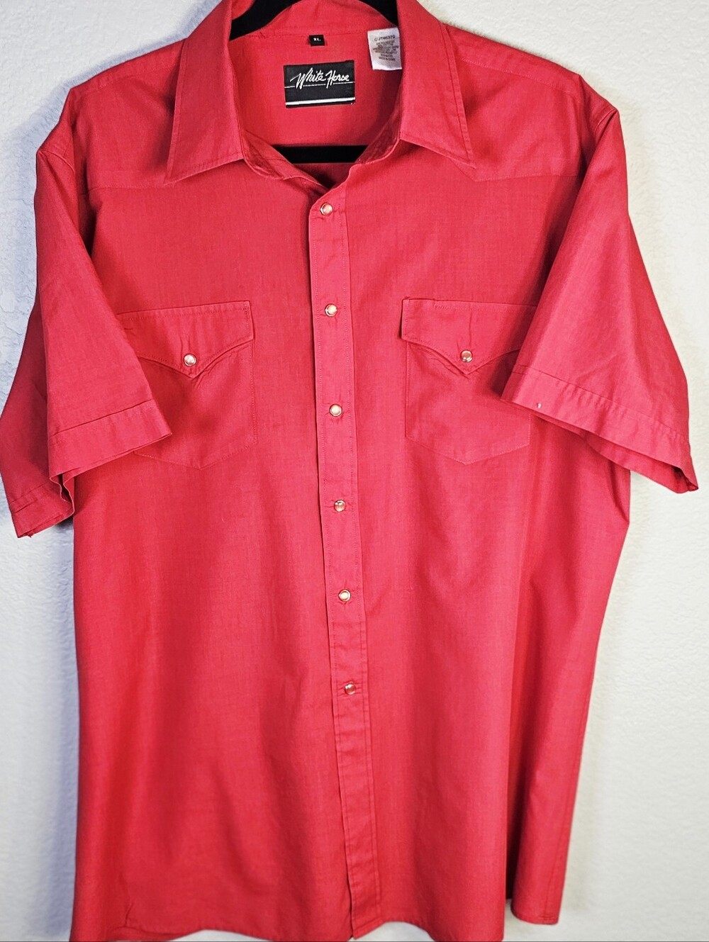 White Horse Western Pearl Snap Shirt Men's XL Red Short Sleeve Cowboy Ranch
